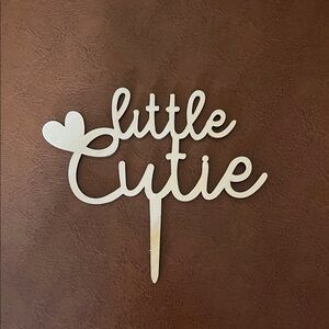 Wooden 'Little Cutie' Cake Topper